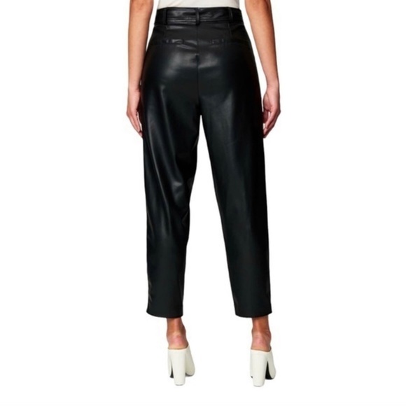 Blank NYC  Black Faux Leather Paper Bag High Waist Pants Belted Size 30 - Picture 3 of 12